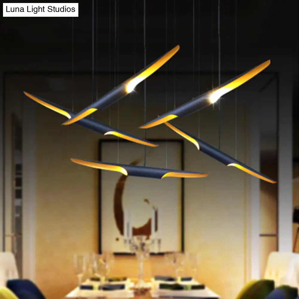 Modern Island Pendant Lamp With Metallic Shade In Bias Cut Tube Design 2 Heads