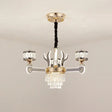 Modern K9 Crystal 3-Head Chrome Drum Pendant Chandelier With Antler Design