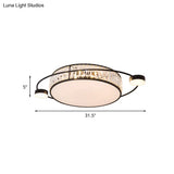 Modern K9 Crystal Black Flush Light Drum Led For Bedroom - 26’/31.5’ W Mount Lighting Fixture