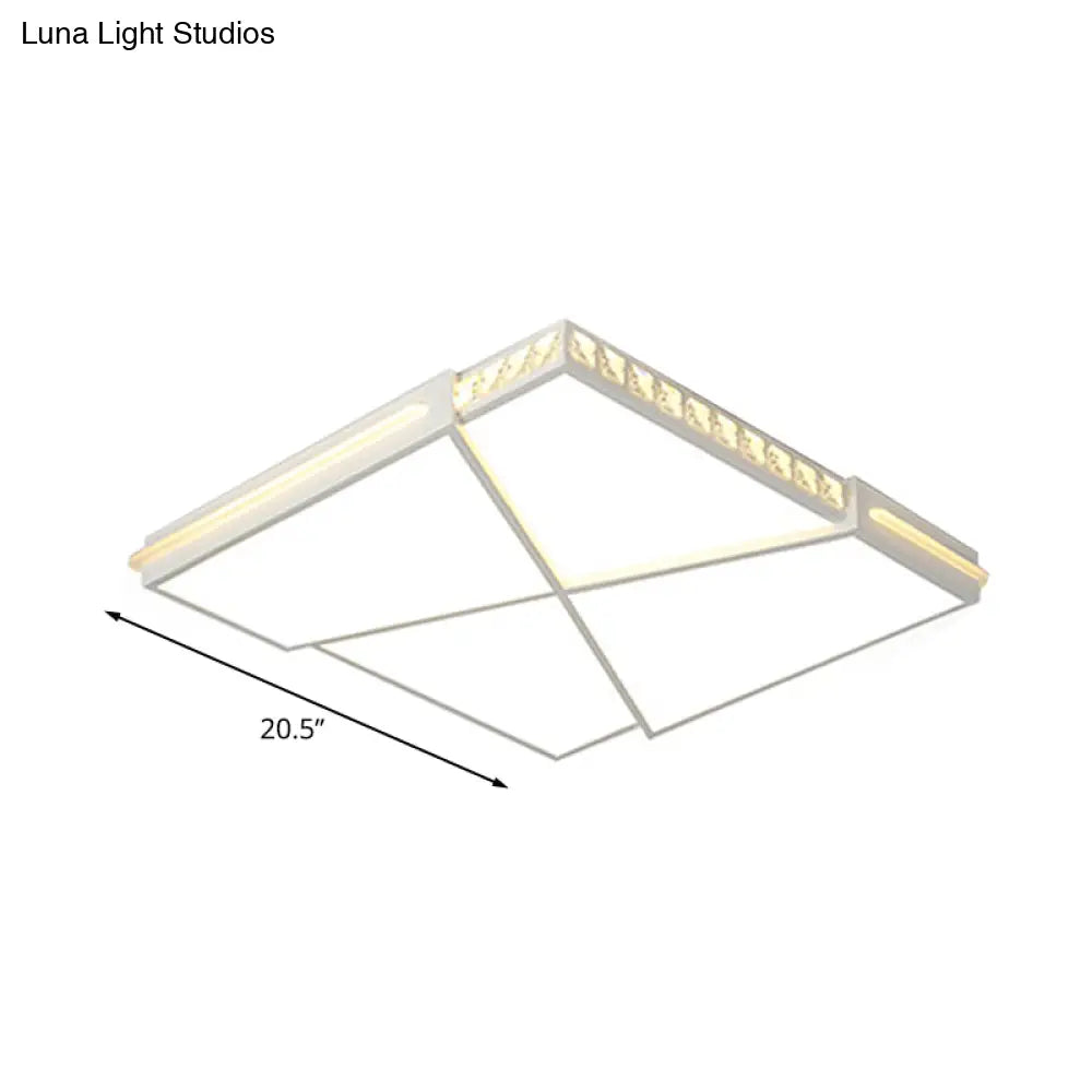 Modern K9 Crystal Led Flush Mount Ceiling Light With Remote Control Dimming White - Available In