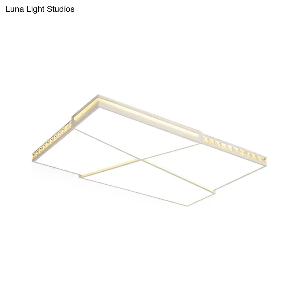 Modern K9 Crystal Led Flush Mount Ceiling Light With Remote Control Dimming White - Available In