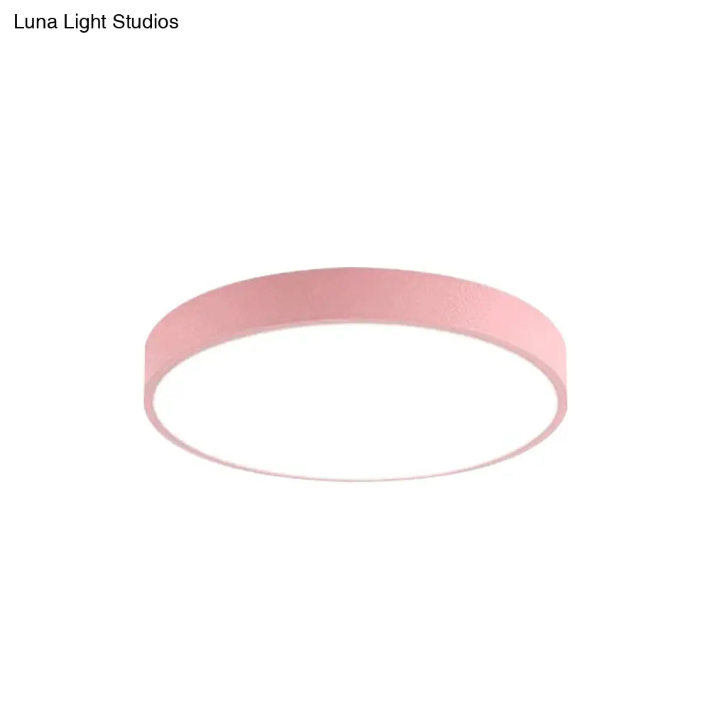 Modern Kids Bedroom Ceiling Light: Acrylic Round Flush Mount Pink / 12 Warm