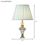 Modern Lake Blue Table Lamp With Crystal Base - 1-Light Living Room Night Light