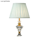 Modern Lake Blue Table Lamp With Crystal Base - 1-Light Living Room Night Light