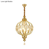 Modern Lantern Metal Pendant Chandelier With Crystal Accent - 4/5 Light Black/Brass