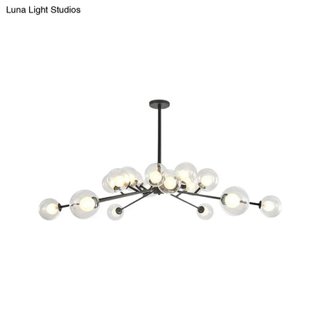 Modern Large Chandelier: 15/18 Lights Restaurant Hotel Branch Metal Black/Gold Hanging Lamp