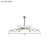Modern Large Chandelier: 15/18 Lights Restaurant Hotel Branch Metal Black/Gold Hanging Lamp