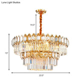 Modern Layered Chandelier With Clear Crystal Prism 8-Light Gold Hanging Fixture