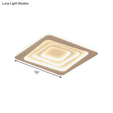Modern Layered Square Ceiling Light - Led Flush Mount Lamp With Stepless Dimming Remote Control