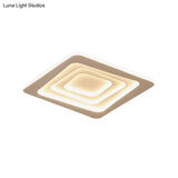 Modern Layered Square Ceiling Light - Led Flush Mount Lamp With Stepless Dimming Remote Control