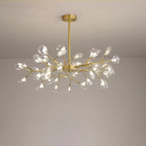 Modern Leaf-Shaped Brass Pendant Chandelier With Led Lighting 45 / Clear