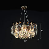 Modern Leaf-Shaped Pendant Chandelier With Clear Crystal Shade - 8-Head Hanging Lamp For
