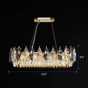 Modern Leaf-Shaped Pendant Chandelier With Clear Crystal Shade - 8-Head Hanging Lamp For