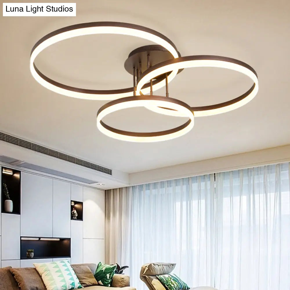Modern Led Acrylic Ceiling Light Fixture - Brown Semi Flush Mount Lamp In 3 Widths & Tones