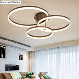 Modern Led Acrylic Ceiling Light Fixture - Brown Semi Flush Mount Lamp In 3 Widths & Tones