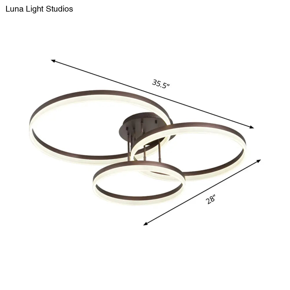 Modern Led Acrylic Ceiling Light Fixture - Brown Semi Flush Mount Lamp In 3 Widths & Tones
