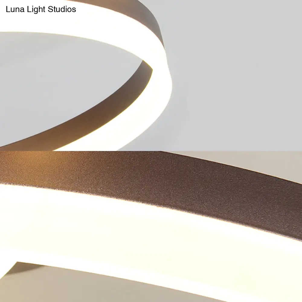 Modern Led Acrylic Ceiling Light Fixture - Brown Semi Flush Mount Lamp In 3 Widths & Tones