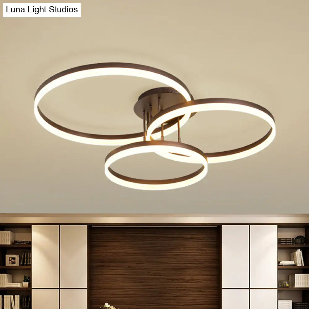 Modern Led Acrylic Ceiling Light Fixture - Brown Semi Flush Mount Lamp In 3 Widths & Tones