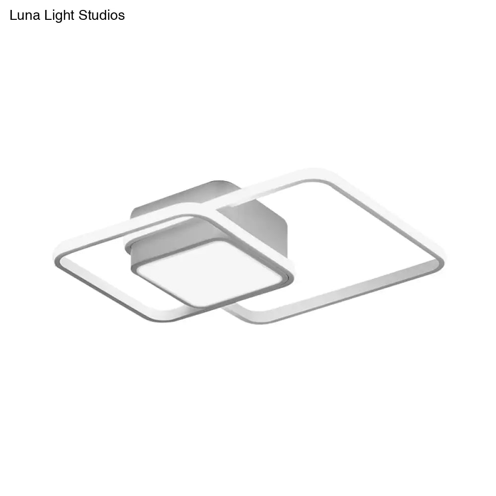Modern Led Acrylic Ceiling Light - Square And Block Design 18’/21.5’/25.5’ Wide Flush Mount