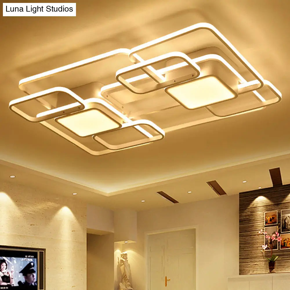 Modern Led Acrylic Ceiling Light - Square And Block Design 18’/21.5’/25.5’ Wide Flush Mount