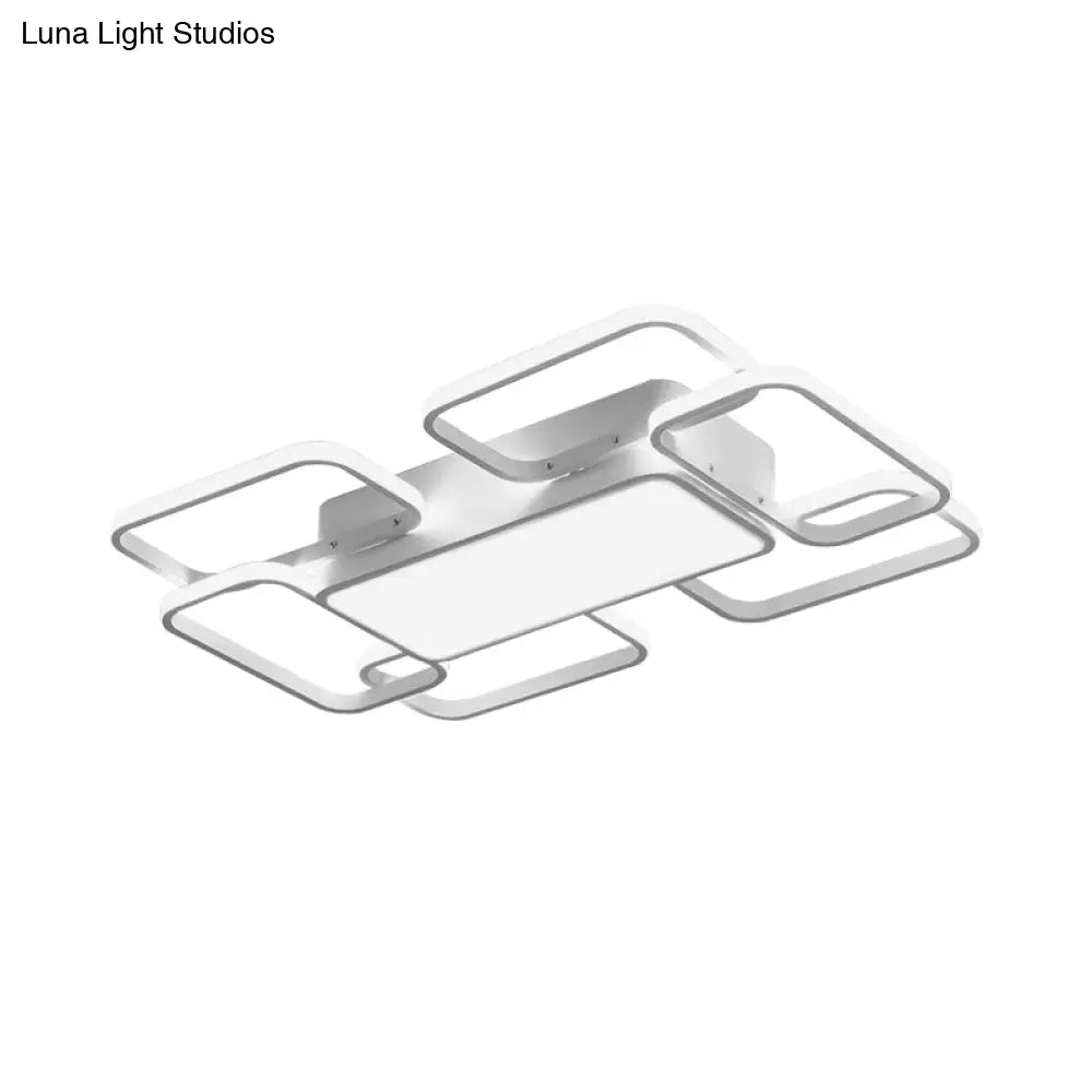 Modern Led Acrylic Ceiling Light - Square And Block Design 18’/21.5’/25.5’ Wide Flush Mount