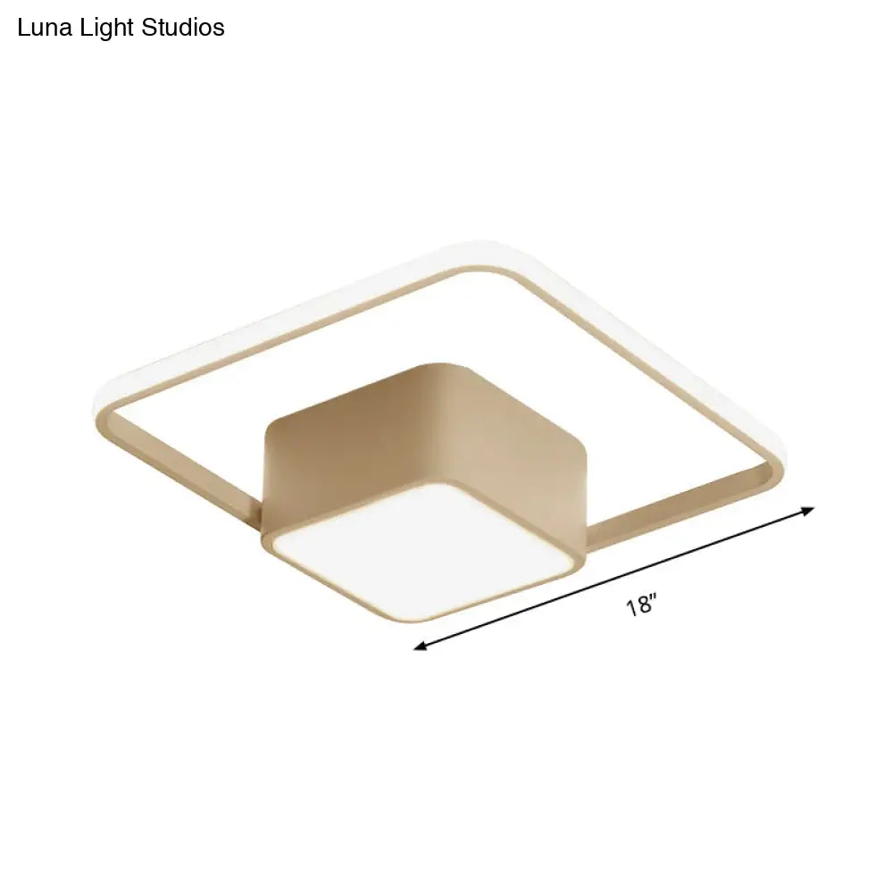 Modern Led Acrylic Ceiling Light - Square And Block Design 18’/21.5’/25.5’ Wide Flush Mount