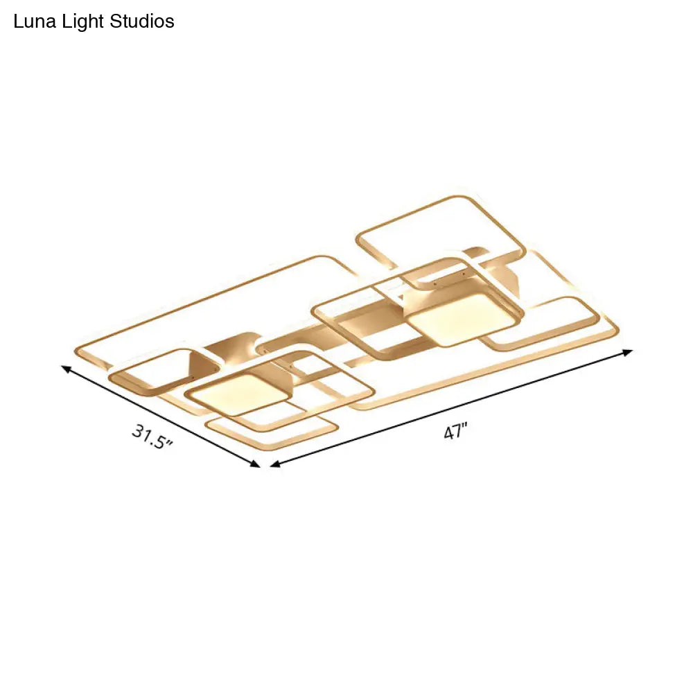 Modern Led Acrylic Ceiling Light - Square And Block Design 18’/21.5’/25.5’ Wide Flush Mount