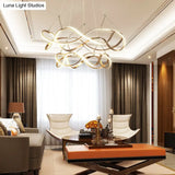Modern Led Acrylic Ceiling Light: Twisting Chrome/Gold Chandelier Pendant (1/2/3-Light) -