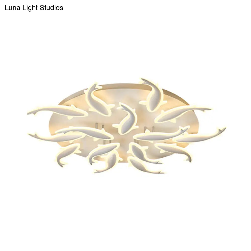 Modern Led Acrylic Fishes Flush Mount Light: Ceiling Fixture With 3/5/9 Lights In