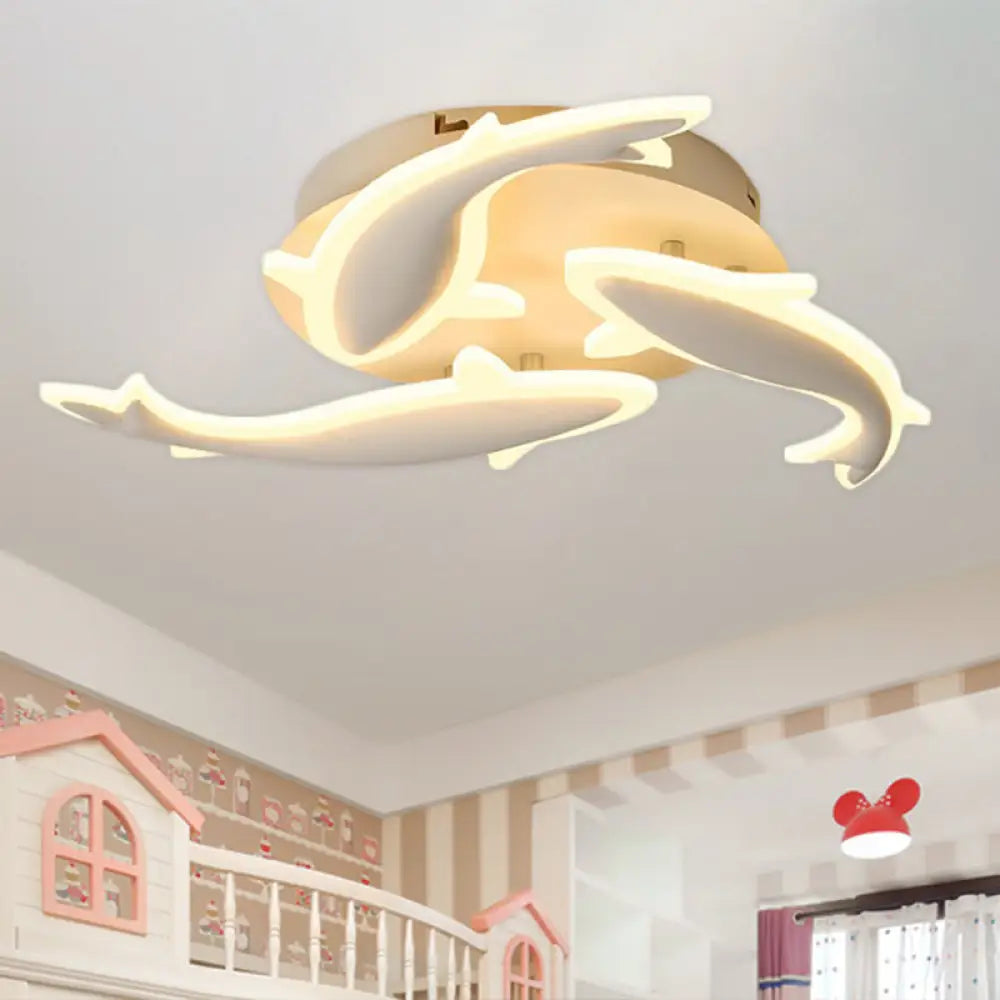 Modern Led Acrylic Fishes Flush Mount Light: Ceiling Fixture With 3/5/9 Lights In