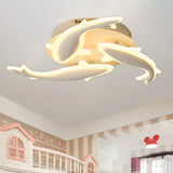Modern Led Acrylic Fishes Flush Mount Light: Ceiling Fixture With 3/5/9 Lights In