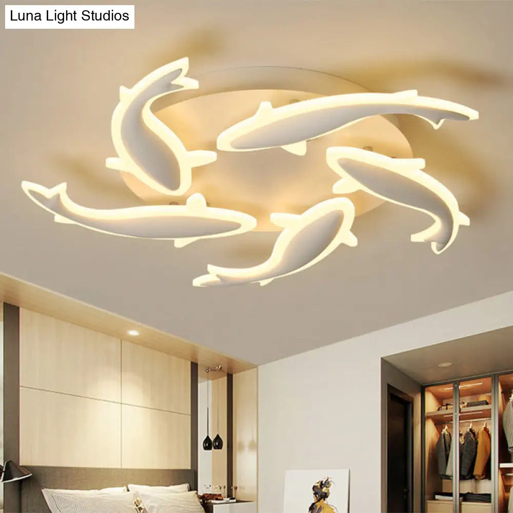 Modern Led Acrylic Fishes Flush Mount Light: Ceiling Fixture With 3/5/9 Lights In