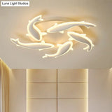 Modern Led Acrylic Fishes Flush Mount Light: Ceiling Fixture With 3/5/9 Lights In