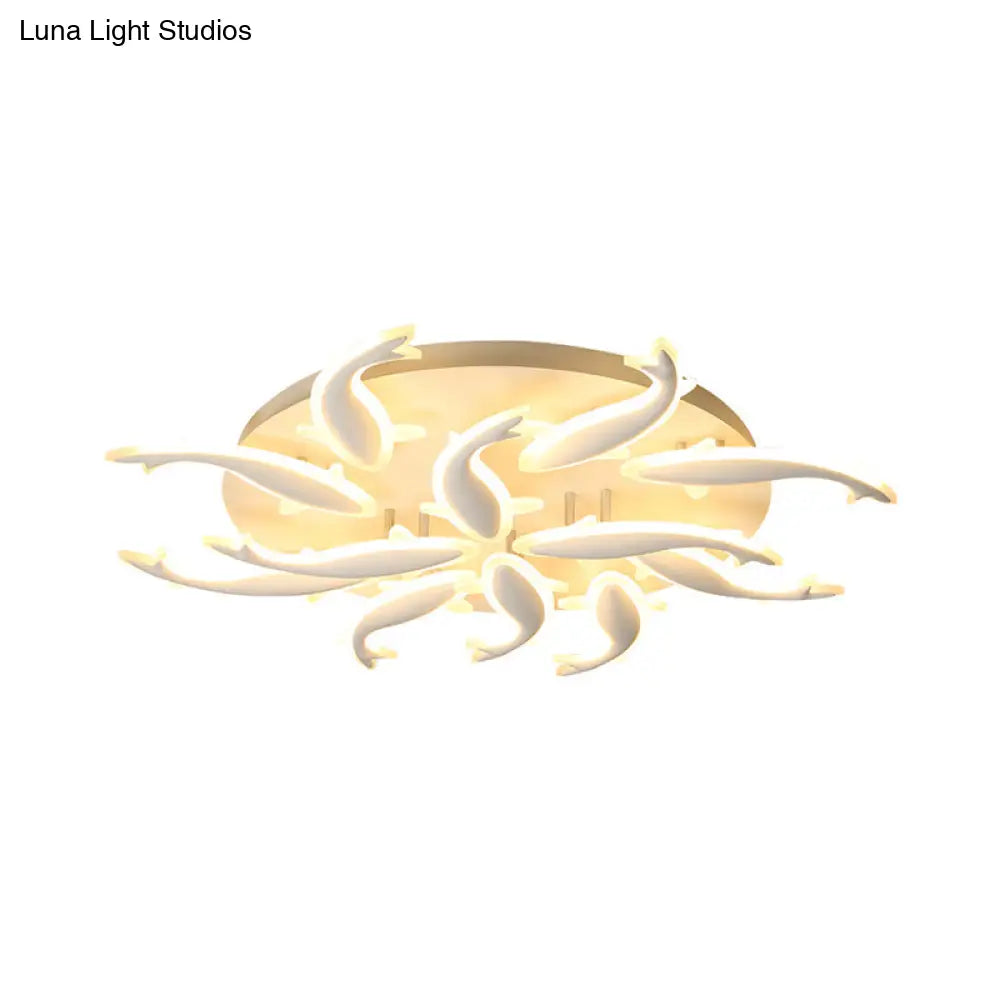 Modern Led Acrylic Fishes Flush Mount Light: Ceiling Fixture With 3/5/9 Lights In