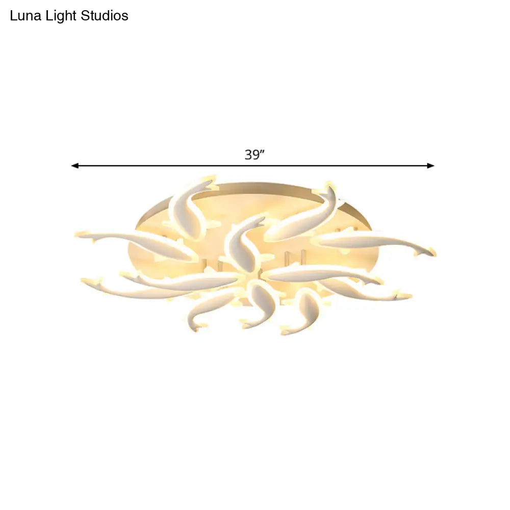 Modern Led Acrylic Fishes Flush Mount Light: Ceiling Fixture With 3/5/9 Lights In