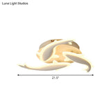 Modern Led Acrylic Fishes Flush Mount Light: Ceiling Fixture With 3/5/9 Lights In