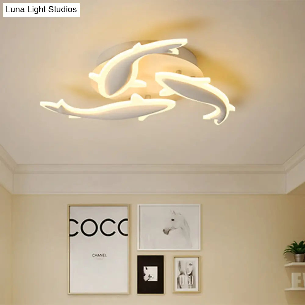 Modern Led Acrylic Fishes Flush Mount Light: Ceiling Fixture With 3/5/9 Lights In