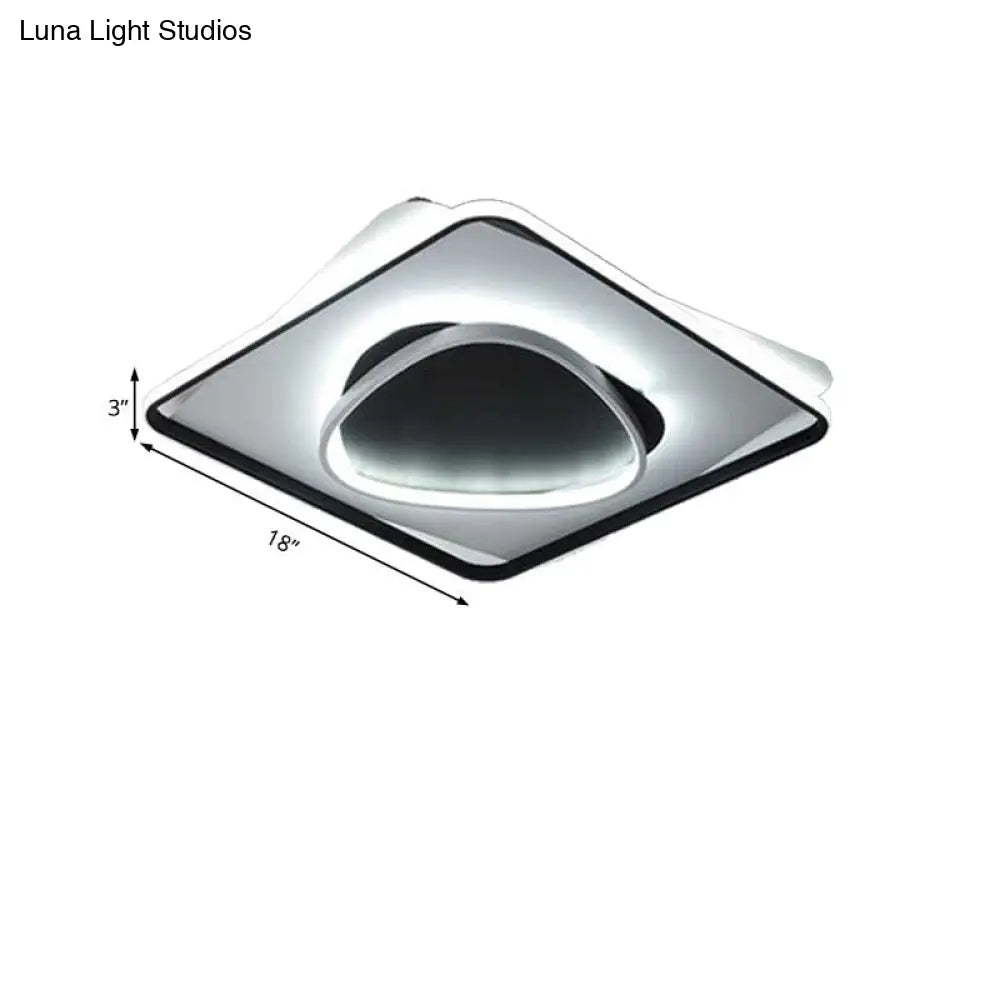 Modern Led Acrylic Flush Mount Black Ceiling Light In Warm/White - 18’/23.5’ Wide