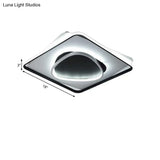 Modern Led Acrylic Flush Mount Black Ceiling Light In Warm/White - 18’/23.5’ Wide