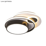 Modern Led Acrylic Flush Mount Lamp Black & White Bedroom Light Fixture