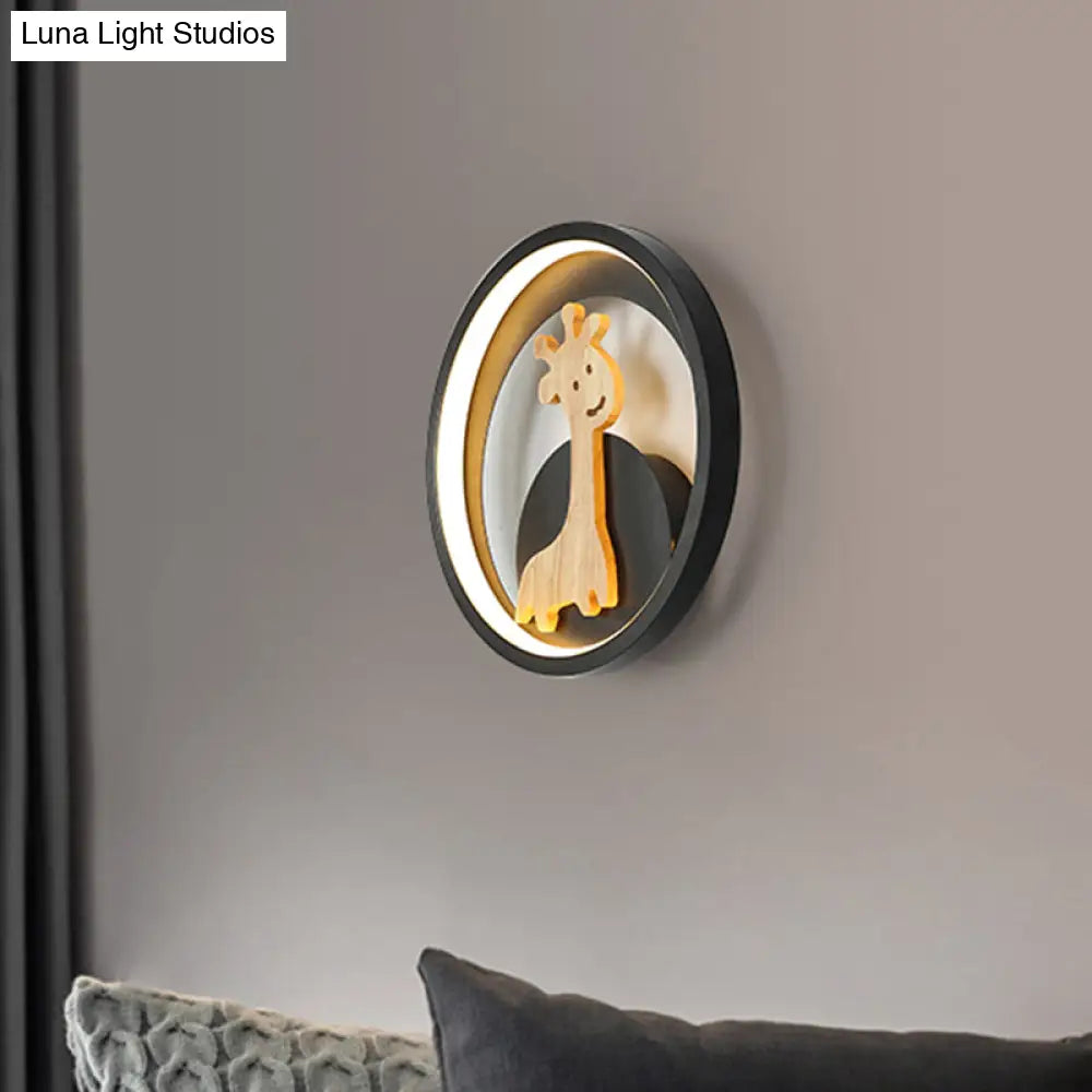 Modern Led Acrylic Giraffe Wall Sconce For Children Room - Grey/Black Warm/White Light