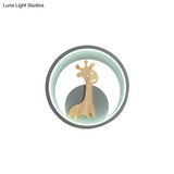 Modern Led Acrylic Giraffe Wall Sconce For Children Room - Grey/Black Warm/White Light