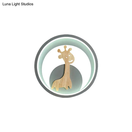 Modern Led Acrylic Giraffe Wall Sconce For Children Room - Grey/Black Warm/White Light