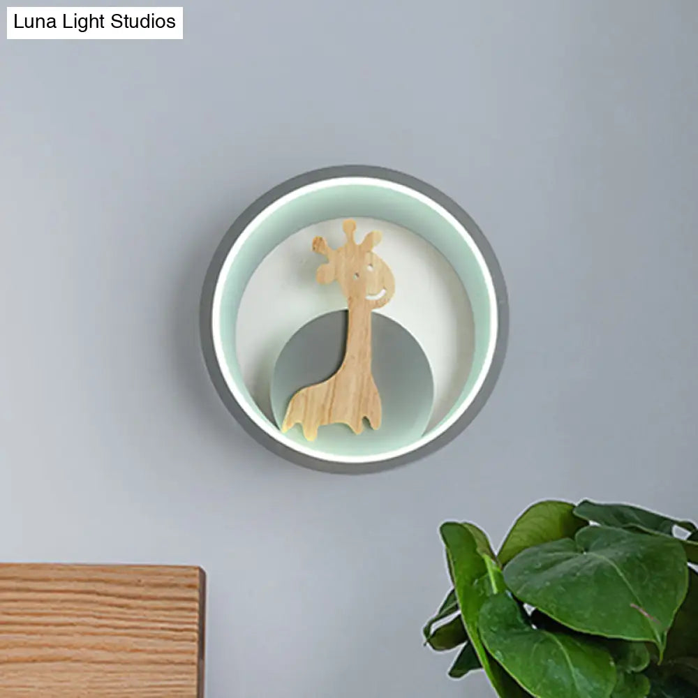 Modern Led Acrylic Giraffe Wall Sconce For Children Room - Grey/Black Warm/White Light