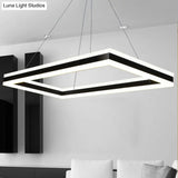 Modern Led Acrylic Rectangular Ceiling Light Chandelier Pendant In Black With Warm/White Option