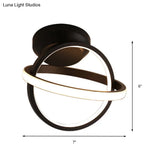 Modern Led Acrylic Semi Flush Mount Gyro Ceiling Light In White/Black