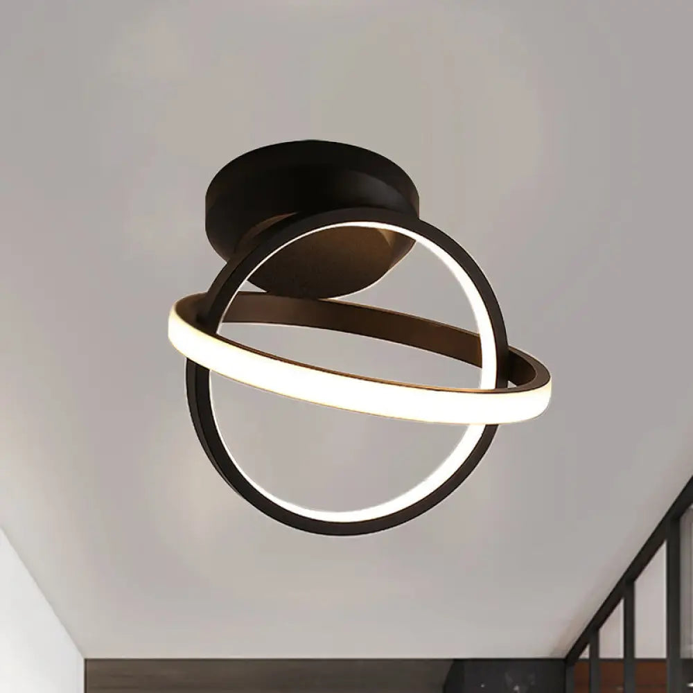 Modern Led Acrylic Semi Flush Mount Gyro Ceiling Light In White/Black Black / White