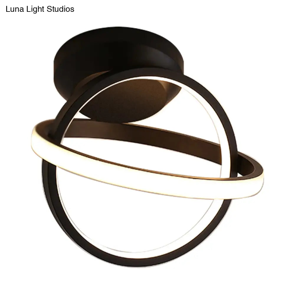 Modern Led Acrylic Semi Flush Mount Gyro Ceiling Light In White/Black