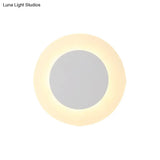 Modern Led Acrylic Wall Sconce Halo Ring White Lighting Fixture In Warm/White Light