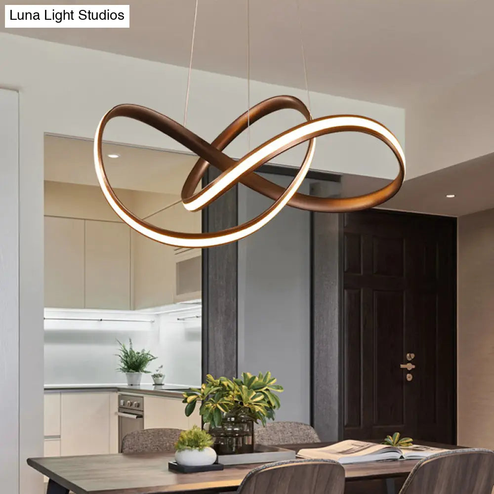 Modern Led Aluminum Pendant Light Fixture For Living Room With Twisting Design